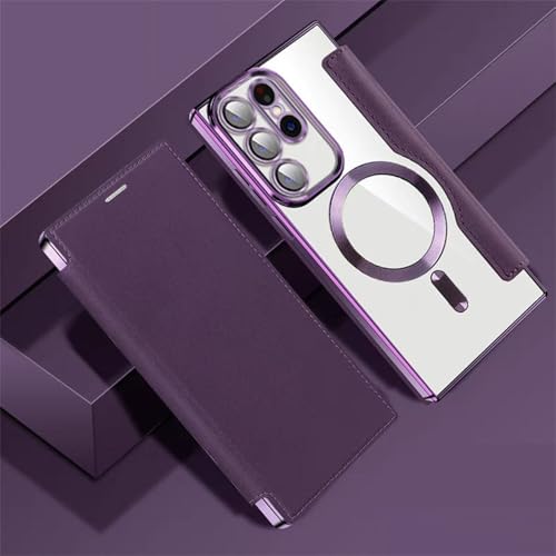 VIPAVA Strukturierte Flip-Handyhülle aus Leder, personalisierbar für Samsung S24 S23 S22 Ultra Plus, Hülle mit Kreditkartenfächern, Lila, für S24 Plus VIPAVA Strukturierte Flip-Handyhülle aus Leder, personalisierbar für Samsung S24 S23 S22 Ultra Plus, Hülle mit Kreditkartenfächern, Lila, für S24 Plus von VIPAVA