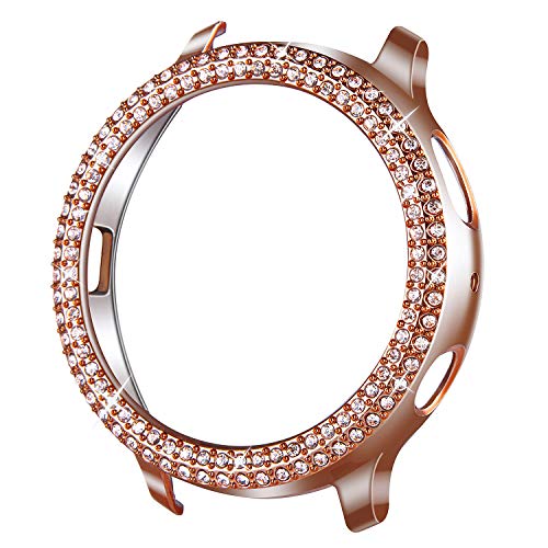 VIQIV Bling Schutzhülle für Samsung Galaxy Watch Active 2, 40 mm 44 mm, nicht für Active 1, Kristall Diamant Glänzend Strass Platte Rahmen für Frauen Mädchen Rose Gold von VIQIV