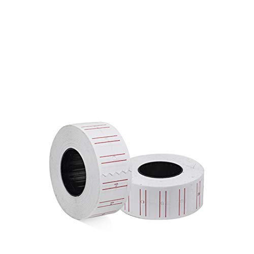 Preisauszeichner-Etiketten weiß mit roten Linien 21x12 10 Rollen mit 1000 Etiketten 10000 Etiketten von VIRSUS