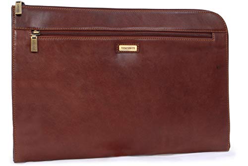 Visconti - Herren A4 Leder Notizbuchtasche - Schreibmappe mit Reißverschluss - Konferenzmappe Passend für ein Tablet - BOND - 18238 - Hellbraun von VISCONTI