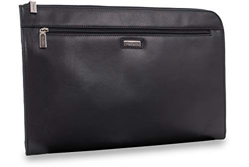 Visconti - Herren A4 Leder Notizbuchtasche - Schreibmappe mit Reißverschluss - Konferenzmappe Passend für ein Tablet - BOND - 18238 - Schwarz von VISCONTI
