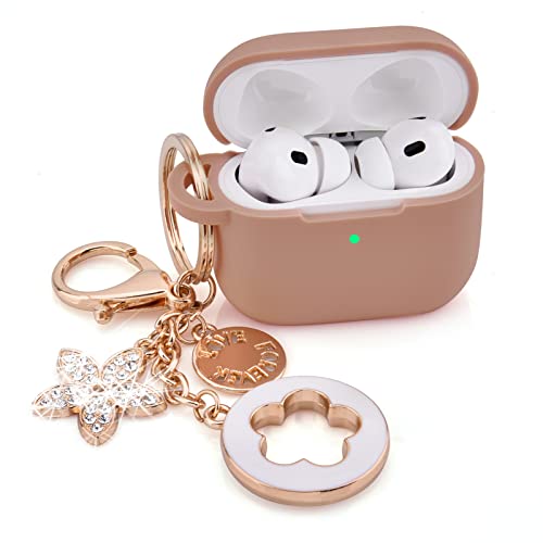 Schutzhülle für Airpods Pro, 2. Generation, VISOOM Airpods Pro, 2, Silikon, für iPod Pro, 2, kabelloses Aufladen, Schlüsselanhänger für VISOOM Airpod Gen 2 (Milchtee) von VISOOM