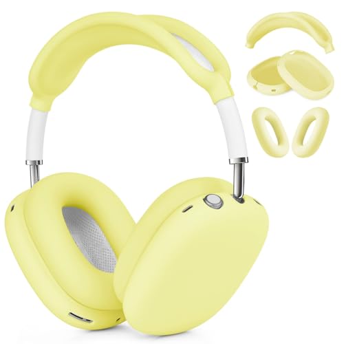 VISOOM Case für Airpods Max Kopfhörer, weiche Silikon Schutzhülle für Apple Airpod Max Zubehör Cases(Lemon Yellow) von VISOOM