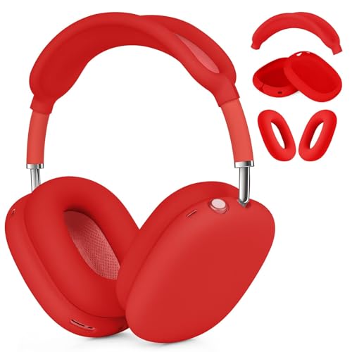 VISOOM Case für Airpods Max Kopfhörer, weiche Silikon Schutzhülle für Apple Airpod Max Zubehör Cases(Red) von VISOOM