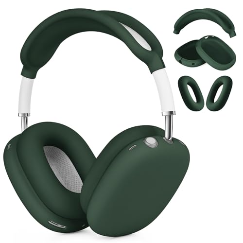 VISOOM Case für Airpods Max Kopfhörer, weiche Silikon Schutzhülle für Apple Airpod Max Zubehör Cases (Midnight Green) von VISOOM
