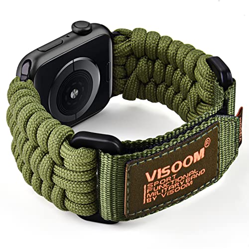 VISOOM Kompatibel mit Apple Watch Armband 42mm 44mm 45mm 49mm,Sport Nylon Stoff Loop Geflochtenes Sportarmband Apple Watch Band für iWatch Ultra Armband Series 8 7 6 SE 5 4 3 2 1 Herren, XL-Grün von VISOOM