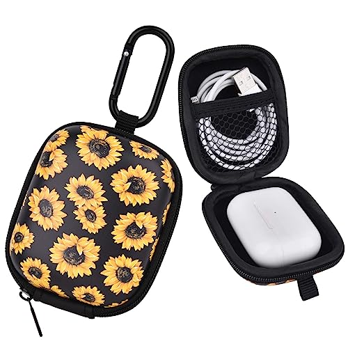 VISOOM Kopfhörer Tasche Case für in Ear Ohrhörer Hülle Schutzhülle stoßfeste Schutztasche Kopfhörer Aufbewahrung Etui Earphone Cover Hardcase kompatibel mit Airpods, Earpods, MP3 Player usw(Sunflower) von VISOOM