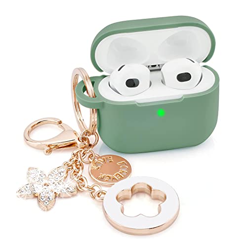 VISOOM Schutzhülle für Airpods 3 – VISOOM Airpods 3. Generation Hüllen Cover Frauen 2022 Silikon für iPod 3 Ohrhörer Wireless Charging Case mit Zubehör Girl Bling Keychain für Apple Airpod Gen 3 von VISOOM