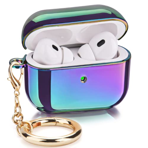 VISOOM Transparente Hülle für Airpods Pro 2. Generation – Airpods Pro 2 Hüllen mit Umhängeband, harter PC-Schutz, iPod Pro 2, kabelloses Laden, bunte Hülle, Mädchen, Schlüsselanhänger für Apple Airpod von VISOOM