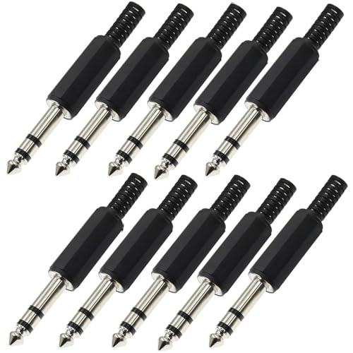 VISSQH 10 stück 6,35mm TRS stereo klinkenstecker,6,35mm männlicher schweißen jack verbinder,6,35mm stecker adapter, fürmikrofonkabel,lautsprechergitarrenkabel VISSQH 10 stück 6,35mm TRS stereo klinkenstecker,6,35mm männlicher schweißen jack verbinder,6,35mm stecker adapter, fürmikrofonkabel,lautsprechergitarrenkabel von VISSQH