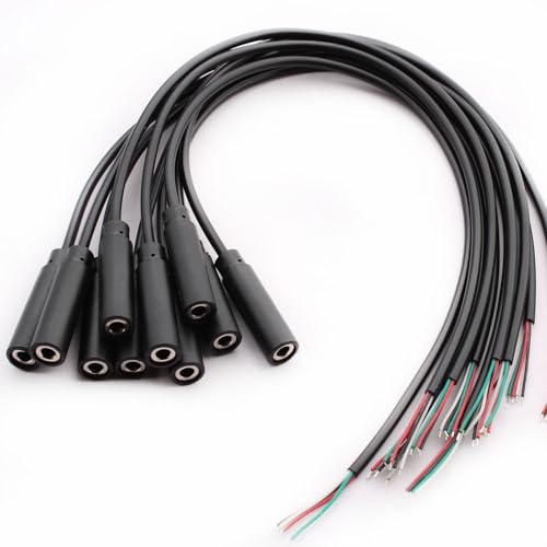 VISSQH 10Pcs 3,5mm Buchse zum blanken Draht mit offenem Ende TRRS 4-polige Stereo-1/8-Zoll-zum löten 3.5mm mini stereo klinkenstecker Cable for Repairing Audio Kopfhörer Cables(30cm) von VISSQH