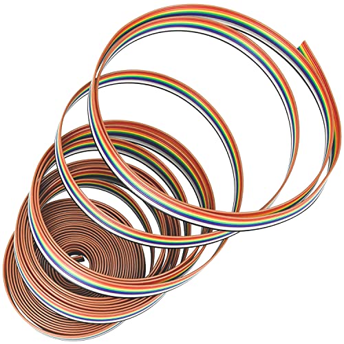 VISSQH 10m IDC Flachbandkabel 10 Pin für Raspberry Pi Breadboard's Oder Ihres Arduino's, Rainbow Flat Ribbon Kabel (1,27 mm) von VISSQH
