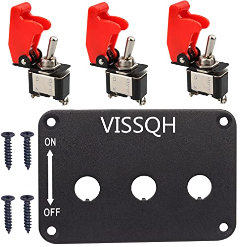 VISSQH 12V/20A Auto Kippschalter, Metall EIN/AUS Wippschalter Kippschalter,SPST 2-pin schalter panel 12v,mit Wasserfester Kappe mit Installationsplatte für RV, Auto, Yacht, Marine von VISSQH