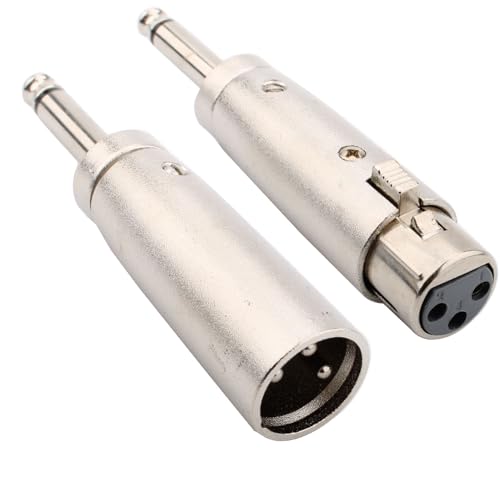 VISSQH 2 Stück 6,35mm TS zu XLR Adapter (XLR 3-Pin Stecker auf TS Klinke 6,35 mm adapter & XLR 3-Pin buchse auf TS klinke 6,35 mm) für Mikrofon Audiobuchse Klinken-Konverter von VISSQH