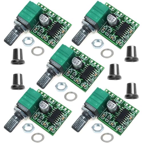 VISSQH 5 Stück Mini PAM8403 Stereo Verstärker,DC 5V Audio-Verstärker,Digital Audio Verstärkerplatine mit Potentiometer,3 W + 3W Dual-Channel PAM8403 Audio-Verstärker-Modul für DIY, tragbar VISSQH 5 Stück Mini PAM8403 Stereo Verstärker,DC 5V Audio-Verstärker,Digital Audio Verstärkerplatine mit Potentiometer,3 W + 3W Dual-Channel PAM8403 Audio-Verstärker-Modul für DIY, tragbar von VISSQH