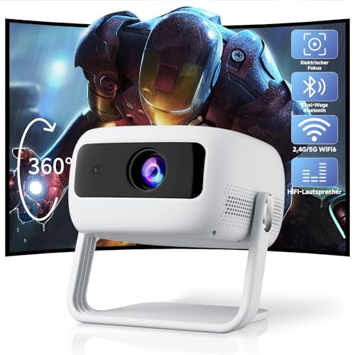【360° Drehbarem】 VISULAPEX S3Lite Beamer Auto Keystone 1080P Unterstützt 15000LM Projektor Bidirektionalen Bluetooth, 50% Zoom, Ideal für Heimkino Beamer Kompatibel mit Handy PC von VISULAPEX