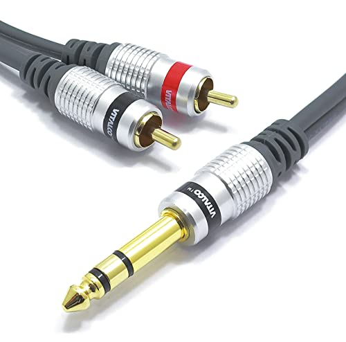 6.3mm Stereo Klinke auf Cinch Kabel 5m Vitalco 2x Male Cinch Stecker zu Stereo Grosse Klinke Audio Adapter von VITALCO