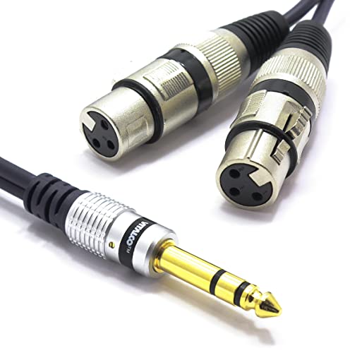 VITALCO 2x XLR Buchse auf Stereo Klinke Kabel 3m Mikrofonkabel 3 Polig Weiblich auf 6,3 TRS Klinkenstecker Adapter von VITALCO