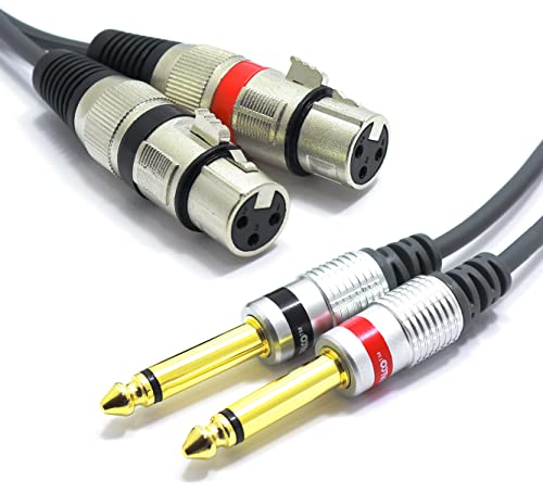 VITALCO 2x XLR Busche auf 2x 6.3mm TS Klinke Kabel 1.5m Mikrofonkabel 3 Polig Weiblich auf Mono Klinkenstecker Audio Adapter von VITALCO