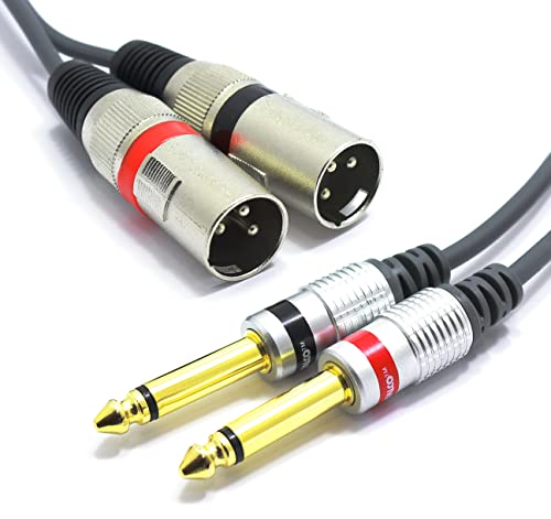 VITALCO 2x XLR Stecker auf 2x 6.3mm TS Klinke Kabel 1.5m Mikrofonkabel 3 Polig Männlich auf Mono Klinkenstecker Audio Adapter von VITALCO