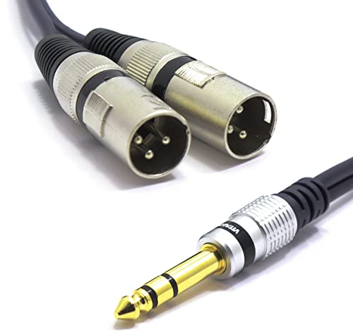 VITALCO 2x XLR Stecker auf Stereo Klinke Kabel 1.5m Mikrofonkabel 3 Polig Männlich auf 6,3 TRS Klinkenstecker Adapter von VITALCO
