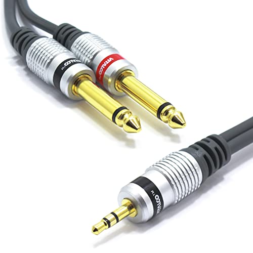 VITALCO 3.5mm auf 2x 6.3mm Klinke Kabel 3m 3.5 Stereo Aux zu Dual große Mono 6.35mm Klinkenstecker Audio Adapter von VITALCO