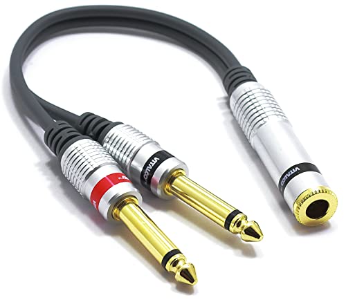 VITALCO 6.3mm Klinke Audio Splitter Adapter Stereo TRS Buchse auf 2x 6.3 Mono TS Klinkenstecker Weiblich auf Dual Männlich Adapterkabel Kabel Y-Kabel Verteiler Kupplung von VITALCO