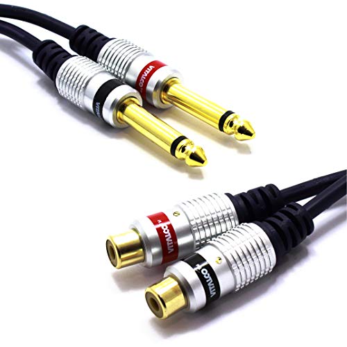 VITALCO Adapter 2X 6.3mm Mono TS Klinke auf 2X Cinch Buchse Audio 2X RCA Weiblich auf 2 Grosse Klinkenstecker Männlich Kabel Kupplung VITALCO Adapter 2X 6.3mm Mono TS Klinke auf 2X Cinch Buchse Audio 2X RCA Weiblich auf 2 Grosse Klinkenstecker Männlich Kabel Kupplung von VITALCO