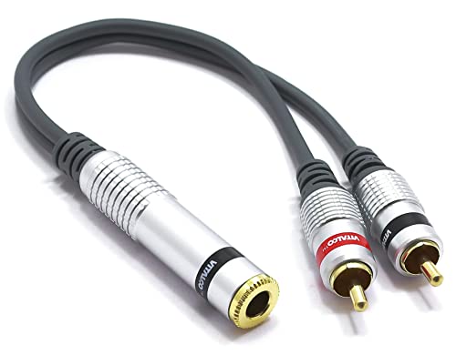 VITALCO Adapter 6.3mm Stereo Klinke Buchse auf 2X Cinch Stecker Audio 2X RCA Männlich auf Weiblich Stereo Klinke Kabel Kupplung von VITALCO