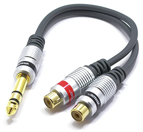 VITALCO Adapter 6.3mm Stereo Klinke auf 2X Cinch Buchse Audio 2X RCA Weiblich auf Klinkenstecker Männlich Stereo Kabel Kupplung VITALCO Adapter 6.3mm Stereo Klinke auf 2X Cinch Buchse Audio 2X RCA Weiblich auf Klinkenstecker Männlich Stereo Kabel Kupplung von VITALCO
