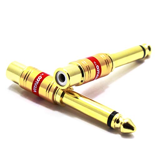 VITALCO Chinch auf 6.3mm Klinke Audio Adapter große Mono TS Klinken Stecker zu Cinch Buchse kupplung 2 stück VITALCO Chinch auf 6.3mm Klinke Audio Adapter große Mono TS Klinken Stecker zu Cinch Buchse kupplung 2 stück von VITALCO