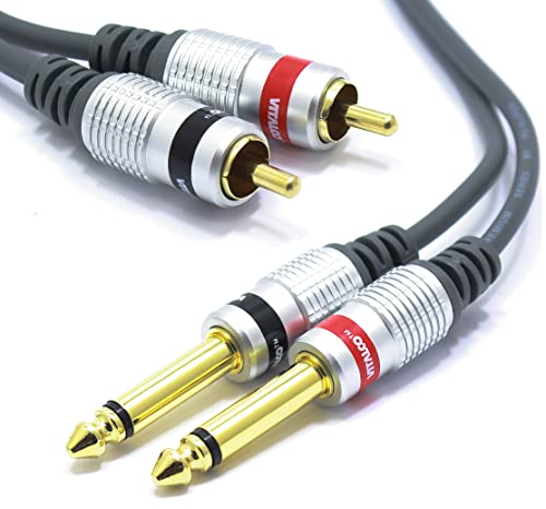 VITALCO Cinch auf 6.3mm Klinke Kabel 1,5m 2X Male Chinch Stecker zu 2X Grosse Klinke Mono Audio Adapter von VITALCO