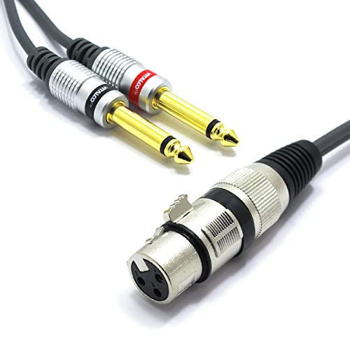 VITALCO XLR Busche auf 2x 6.3mm TS Klinke Kabel 1.5m Mikrofonkabel 3 Polig Weiblich auf Mono Klinkenstecker Audio Adapter von VITALCO