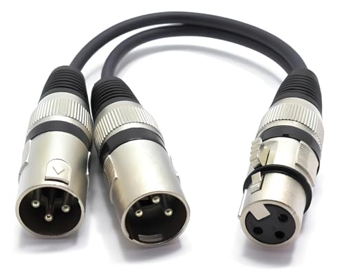 VITALCO XLR Splitter Audio Adapter XLR Buchse auf 2x XLR Stecker 3 Polig Splitterkabel Y-Kabel Vertailer Weiblich auf Dual Männlich von VITALCO