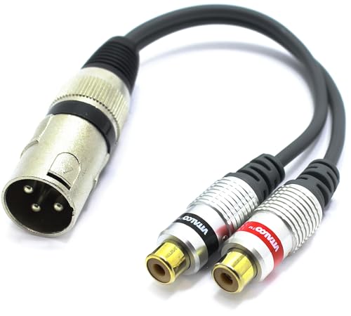 VITALCO XLR Stecker auf 2x Cinch Buchse Adapter Mikrofon 3 Polig auf Chinch Audio Kabel Adapter von VITALCO