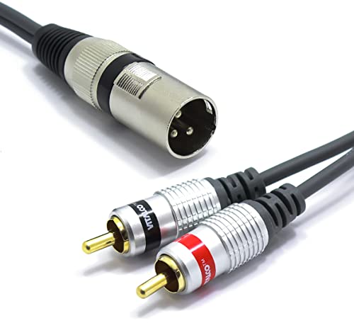 VITALCO XLR Stecker auf 2x Cinch Stereo Kabel 1.5m Mikrofonkabel 3 Polig auf Chinch Adapter von VITALCO