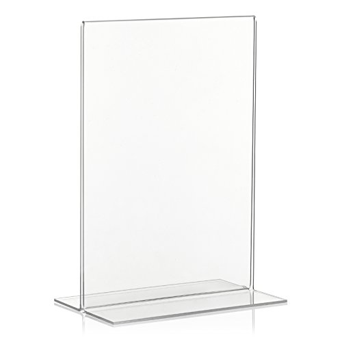 5 Stück VITAdisplays DIN A5 Tischaufsteller, Werbeaufsteller als T-Ständer, T-Aufsteller aus original PLEXIGLAS von VITAdisplays