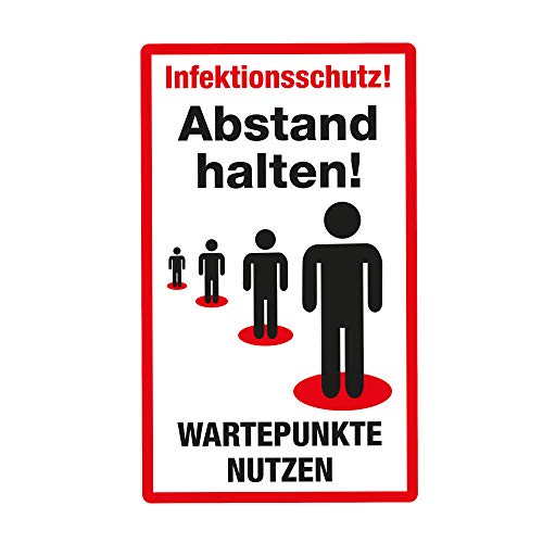 Bodenaufkleber als Hinweisschild „Wartepunkte nutzen“ aus rutschfestem Vinyl (30 x 50 cm) - Sicherheitsschild - Warnhinweis von VITAdisplays