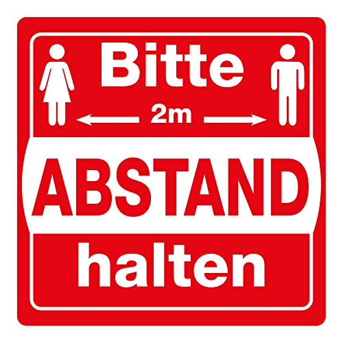 Bodenschild/Hinweisschild/Fußbodenmarkierung als Leitsystem „Bitte 2.0 Meter Abstand halten“ (30 x 30 cm) rutschfest - Sicherheitsschild von VITAdisplays