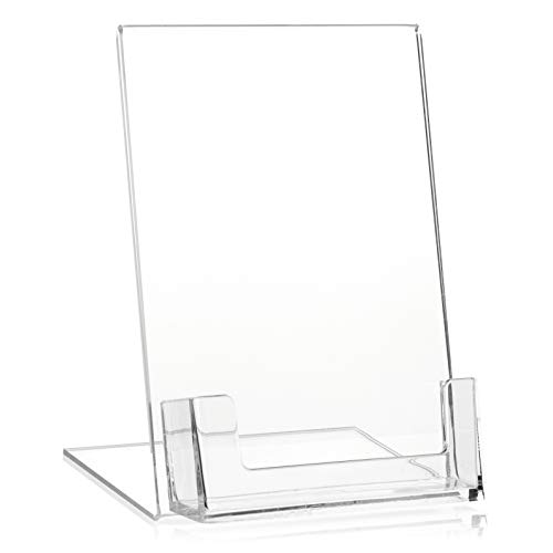 DIN A6 Werbeaufsteller/L-Ständer/L-Aufsteller mit extra Visitenkartenhalter als Tischaufsteller aus original PLEXIGLAS® von VITAdisplays