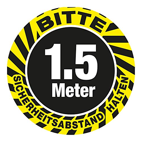 Fußbodenaufkleber/Hinweisschild als Wartepunkt „Bitte 1.5 Meter Sicherheits-Abstand halten“ (30 x 30 cm) von VITAdisplays