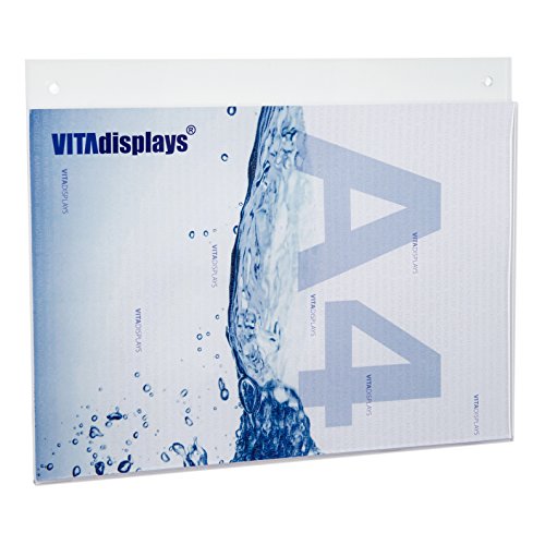 VITAdisplays® Posterhalter / Werbedisplay im DIN A4 Querformat aus Acrylglas, Transparent (NE-380HQ) von VITAdisplays