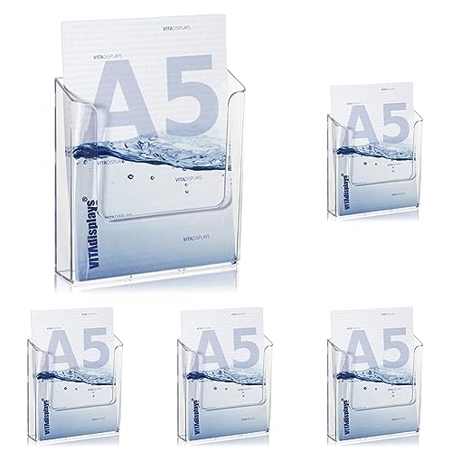 VITAdisplays® Wandprospekthalter/DIN A5, Transparent (NE-160WA) (Packung mit 5) von VITAdisplays