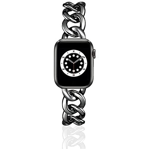 42/44 mm, schwarze coole Damen-Smartwatch-Bänder, kompatibel mit Apple Watch Bändern, SE Serie 5, Serie 6, Herren, strapazierfähiges, verstellbares Uhrenarmband, kompatibel mit iWatch 6/5/4/3/2/1 (42/44 mm, schwarz kalt) 42/44 mm, schwarze coole Damen-Smartwatch-Bänder, kompatibel mit Apple Watch Bändern, SE Serie 5, Serie 6, Herren, strapazierfähiges, verstellbares Uhrenarmband, kompatibel mit iWatch 6/5/4/3/2/1 (42/44 mm, schwarz kalt) von VIUJUH
