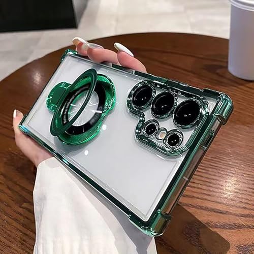 Airbag Four Corners Anti-Drop Magnetic Bracket Case Cover for Samsung, Four Corners Anti Drop Cell Phone Case for Samsung S22 S23 S24 Plus Ultra (S23FE,Green) von VIUXL