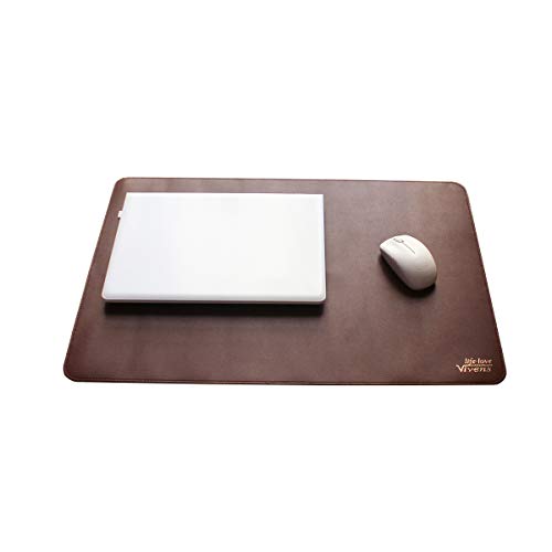 VIVENS Multifunktionale Schreibtischunterlage aus PU-Leder, großes Mauspad, 60 x 40 cm, Schreibtischunterlage für Laptop, wasserdicht, doppelseitig, rutschfest, für Büro und Zuhause (Braun) von VIVENS