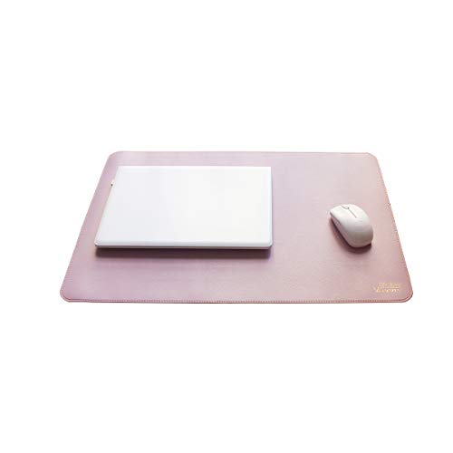 VIVENS PU Leder Multifunktionales Schreibtischunterlage, 60 x 40 cm Mauspad, Laptop Tischunterlage, Doppelseitiges, Rutschfestes, Wasserdichtes Schreibtisch-Schreibpad für Büro und Zuhause (Rosa) von VIVENS