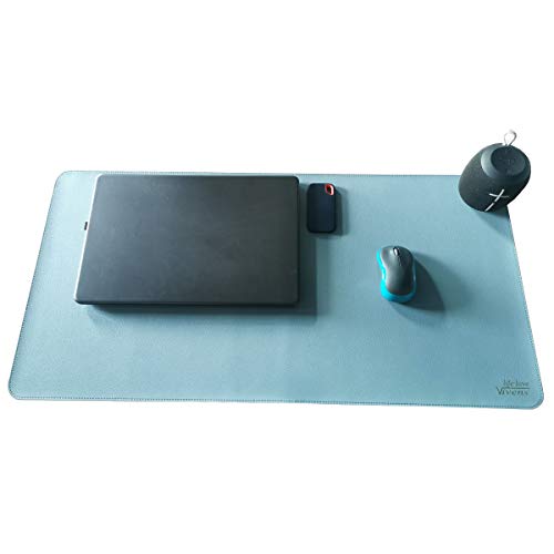VIVENS PU Leder Multifunktionales Schreibtischunterlage, 80 x 40 cm Mauspad, Laptop Tischunterlage, doppelseitiges, rutschfestes, wasserdichtes Schreibtisch-Schreibpad für Büro und Zuhause (Blau) von VIVENS