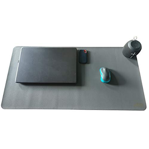 VIVENS PU Leder Multifunktionales Schreibtischunterlage, 80 x 40 cm Mauspad, Laptop Tischunterlage, doppelseitiges, rutschfestes, wasserdichtes Schreibtisch-Schreibpad für Büro und Zuhause (Grau) von VIVENS