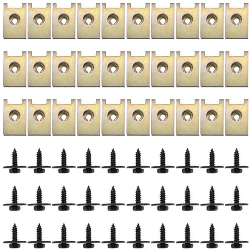 VIVIIHOO Blechmutter Blechschrauben Set, 30 Sätze Schwarz Edelstahl Blechschrauben Sortiment mit U-förmigen Halterungen für Auto VIVIIHOO Blechmutter Blechschrauben Set, 30 Sätze Schwarz Edelstahl Blechschrauben Sortiment mit U-förmigen Halterungen für Auto von VIVIIHOO